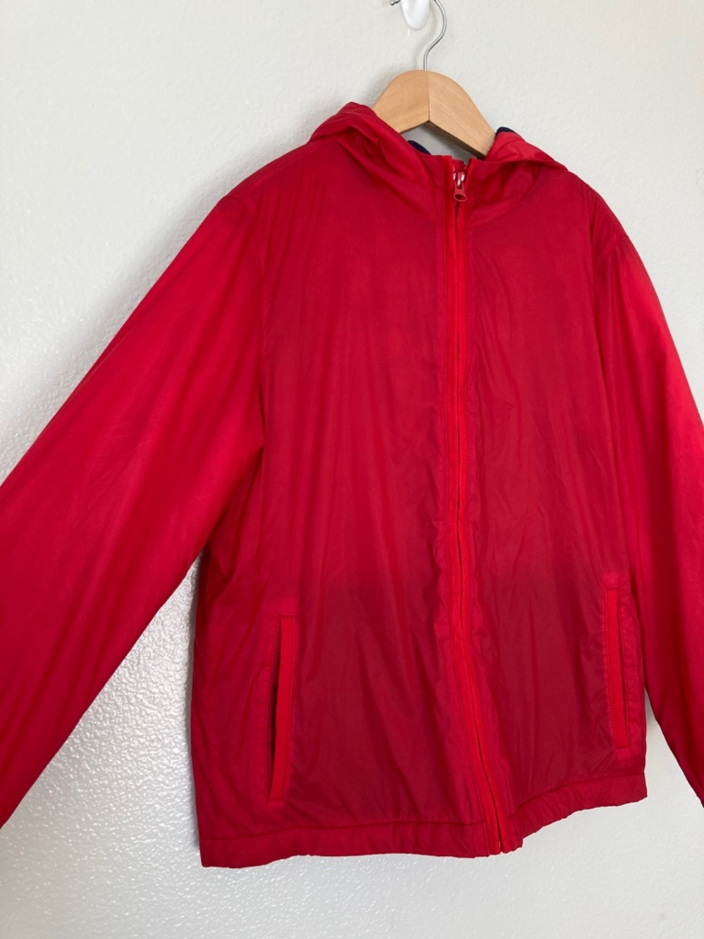 NWT Old Navy Kids Fleece Lined Water Resistant Hooded Jacket in Robbie Red sz L